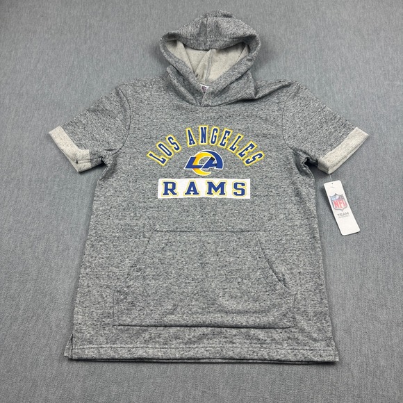 Los Angeles Rams Hoodie Youth Kids XL Gray Short Sleeve NFL Team Apparel NWT - Picture 1 of 9